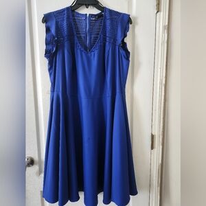 City Chic Size S/16  Blue A-Line Midi Dress with Flutter Sleeves